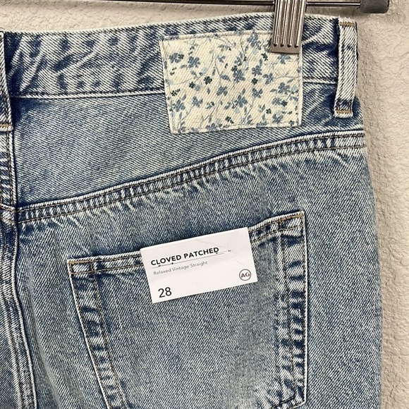 NWT AG Adriano Goldschmied Cloved Patched Jeans Nomad Straight Leg Sz 28 - Picture 8 of 14